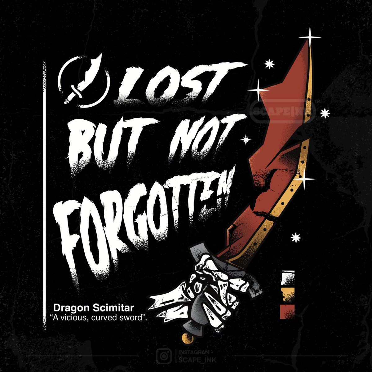 Scape_Ink's tweet image. 🗡️Dragon Scimitar - Lost but not forgotten

📌Clothing available on my store

Might start using twitter or 'X' again... Thanks to everyone who stayed following me, it's been quite a while! 

#osrs #runescape #oldschoolRS