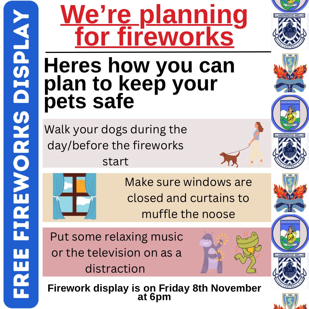 LlandrindodAFC's tweet photo. We're thrilled to announce that, as previously advertised, we are teaming up with the Rugby Club and Town Council to bring you an unforgettable fireworks display on November 8th! To make sure everyone has a safe and enjoyable experience, please take note of the following details: https://t.co/zrBWAqRo9T