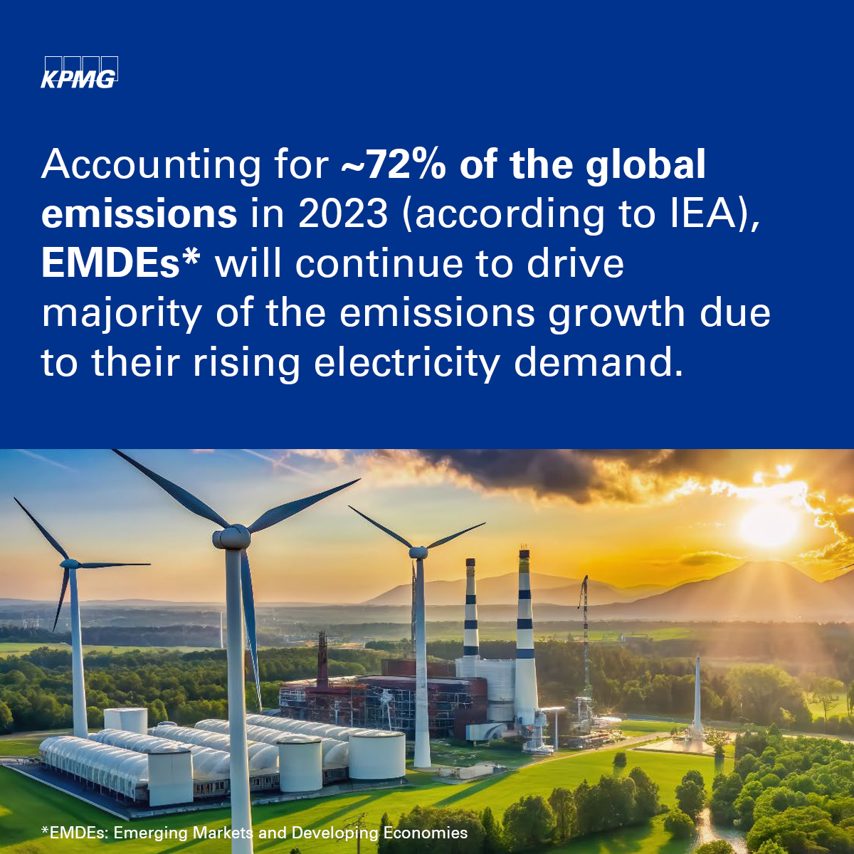 KPMGIndia's tweet image. The emissions trajectory of EMDEs shows the criticality of prioritising efforts and re-evaluating #investment allocation in these countries to drive global #climatetransition. More in our report 'Global ambition to triple RE capacity' social.kpmg/ENRich2024 | #ENRich2024