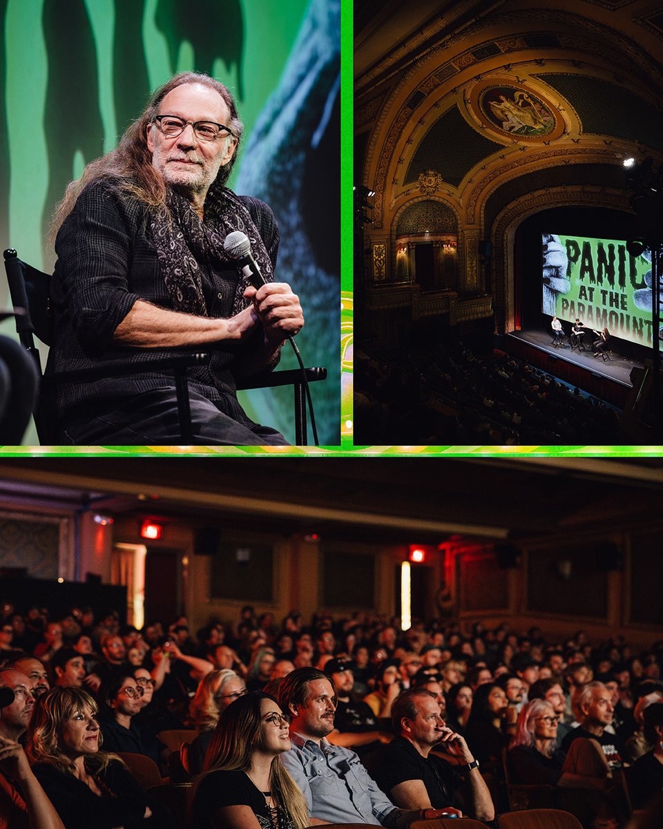 Robert <a href="/Rodriguez/">Robert Rodriguez</a> screened his personal 35mm print of FROM DUSK TILL DAWN for an Austin audience at our final Panic at the Paramount! Alongside special effects makeup legend Greg Nicotero, it was the perfect close 🧛

📸: <a href="/RachelParkerPix/">Rachel Parker</a>