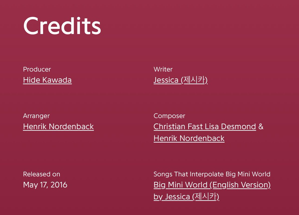 Fyi, Hide Kawada worked with Jessica for her first album, he is producer of Falling Crazy In Love and Big Mini World.