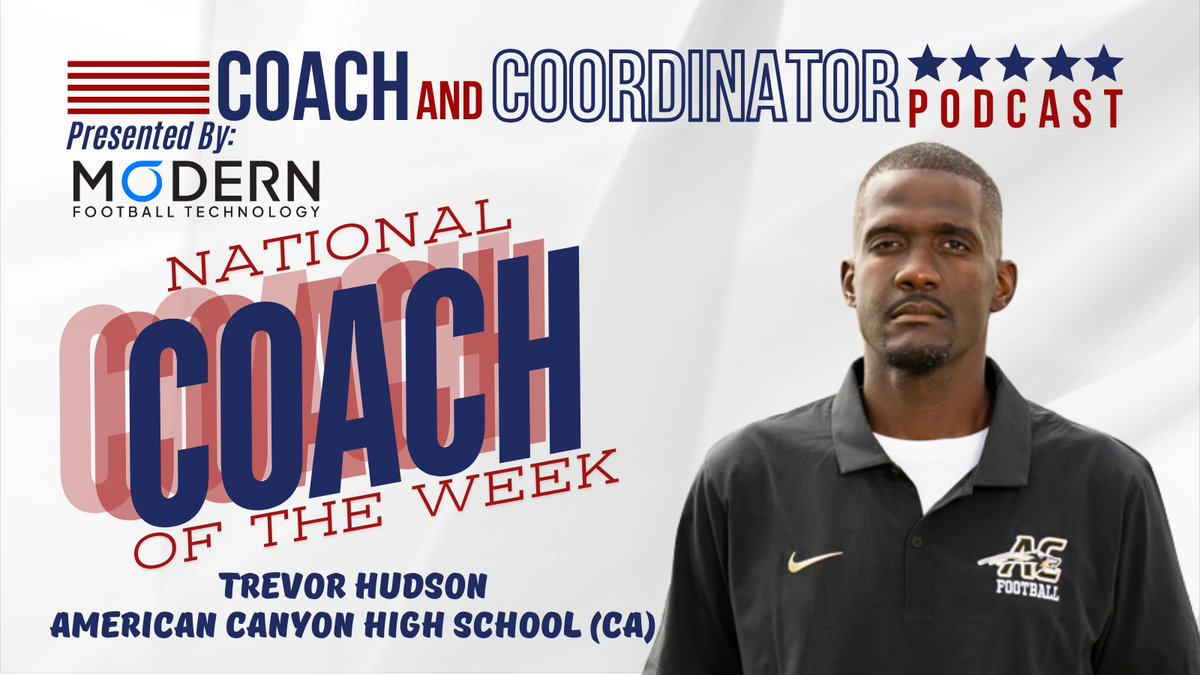 Keith Grabowski ๐ Coach and Coordinator Network (@coachkgrabowski) on Twitter photo We are proud to announce our Week 10 Coach and Coordinator National Coach of the Week presented by
<a href="/modernFB/">Modern Football Technology</a>
American Canyon HS Head Coach Trevor Hudson <a href="/THudrico/">Trevor Hudson</a> is recognized as our National Coach of the Week.
<a href="/ACHS_Wolves_FB/">American Canyon High School Football</a> <a href="/ACHSWolves/">ACHS Athletics</a> <a href="/ACWolves/">ACHS Wolves</a>
Listen to Coach: We are proud to announce our Week 10 Coach and Coordinator National Coach of the Week presented by
<a href="/modernFB/">Modern Football Technology</a>
American Canyon HS Head Coach Trevor Hudson <a href="/THudrico/">Trevor Hudson</a> is recognized as our National Coach of the Week.
<a href="/ACHS_Wolves_FB/">American Canyon High School Football</a> <a href="/ACHSWolves/">ACHS Athletics</a> <a href="/ACWolves/">ACHS Wolves</a>
Listen to Coach: