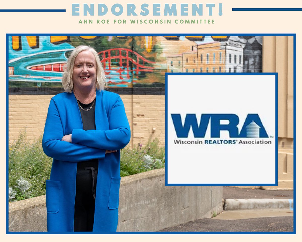 Thank you to Wisconsin REALTORS Association! Honored to be endorsed by you all! Thank you!