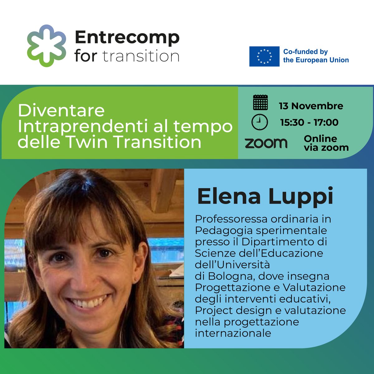 Il 13 novembre incontro della Community Italiana di EntreComp, Elena Luppi, Prof.ssa di Pedagogia sperimentale, ci guiderà alla scoperta di nuovi approcci nella progettazione e valutazione educativa. 
👉 materahub.com/event/diventar…