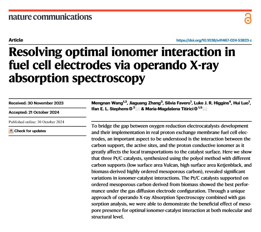 Mengnan Wang (@mengnan__wang) on Twitter photo Exciting to share my latest work published <a href="/NatureComms/">Nature Communications</a> today – on my birthday! 🎂 We’re tackling a key challenge in advancing ORR electrocatalysts for PEM fuel cells: understanding the role of carbon support in ionomer-catalyst interactions. Read more: rdcu.be/dYANx Exciting to share my latest work published <a href="/NatureComms/">Nature Communications</a> today – on my birthday! 🎂 We’re tackling a key challenge in advancing ORR electrocatalysts for PEM fuel cells: understanding the role of carbon support in ionomer-catalyst interactions. Read more: rdcu.be/dYANx