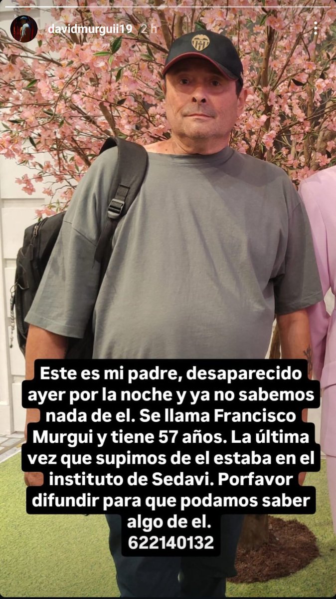 Hola, este es el padre de mi amigo, desaparecido desde ayer en Valencia debido a la Dana. 
Esperamos encontrarle pronto, toda la información de contacto está en la foto.
porfavor, difusión. esperamos que se le encuentre pronto tanto a él como a todos los desaparecidos🙏🏻❤️