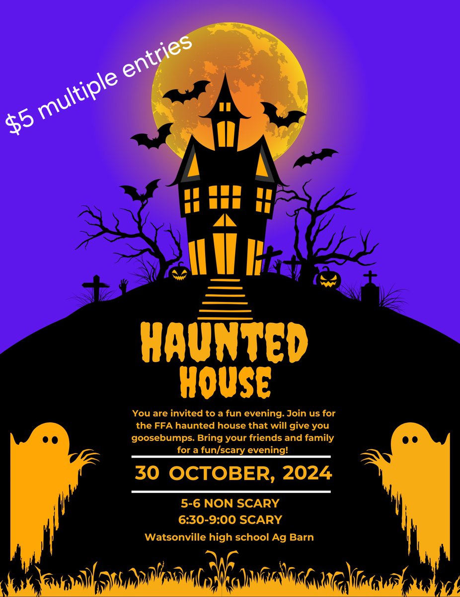 Pajaro Valley Unified School District (@pajarovalleyusd) on Twitter photo Come if you dare... but beware, not all who enter make it out the same! π±
π Join us TONIGHT for WHS FFA's Haunted Houseπ»
@pvft
<a href="/pvusd_merit/">PVUSD Personnel Commission</a>
<a href="/FfaWatsonville/">Watsonville FFA</a>
<a href="/WHSWildcatz/">Willie Wildcat</a> Come if you dare... but beware, not all who enter make it out the same! π±
π Join us TONIGHT for WHS FFA's Haunted Houseπ»
@pvft
<a href="/pvusd_merit/">PVUSD Personnel Commission</a>
<a href="/FfaWatsonville/">Watsonville FFA</a>
<a href="/WHSWildcatz/">Willie Wildcat</a>