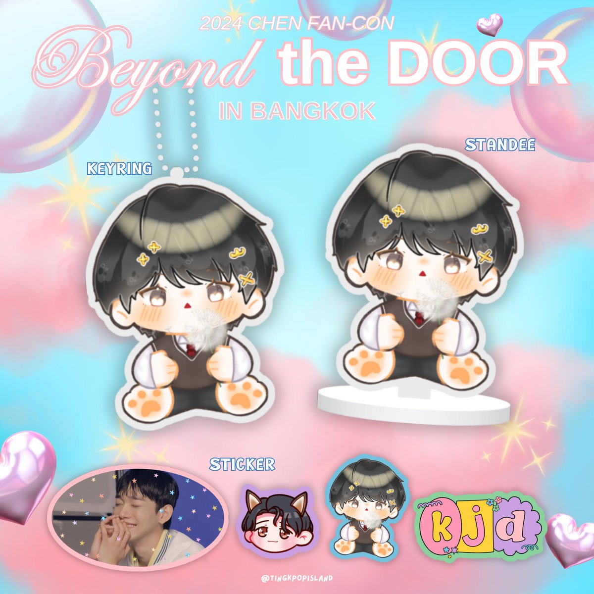 tingkpopisland's tweet image. giveaway Chen fan-con₊♡ ༘
‘Beyond the DOOR’ in Bangkok

keyring 25 ea
standee 25 ea
sticker set 50 ea
daisy keyring 5 ea
confetti clover 21 ea

at : centralwOrld Live
date : 2 Nov / time: tba

#พฤจินี้เปิดประตูไปหาเฉิน
#Beyond_the_DOOR_in_BANGKOK
#Beyond_the_DOOR_in_BKK