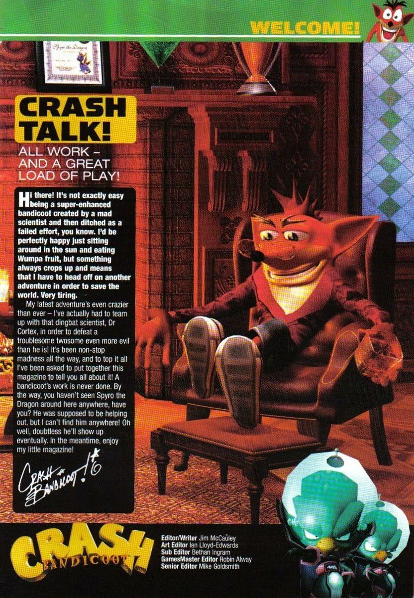 CrashBLand's tweet image. An interview with Crash from the official #CrashBandicoot-Magazine, "CRASH TALK!" featuring a uniq render of Crash.