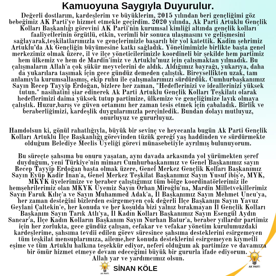 KAMUOYUNA SAYGIYLA DUYRULUR…