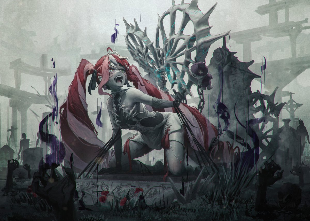 ka_kokono's tweet photo. REBIRTH
Behold! Kneel before the risen Queen! 💀
#HOLOctober #graveyART #hololive #Halloween https://t.co/aD3vlFM9mv