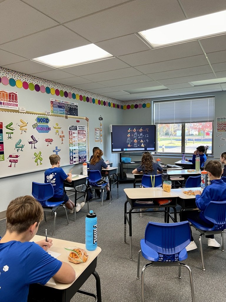 SMSSwormville's tweet image. Pumpkin + Ghost x Candy Corn = ? Mrs. Whipple&apos;s middle school math students worked at solving this brain teaser today which was also featured on her shirt! Comment below if you know the answer... 🎃👻 
#orderofoperations #PEMDAS #halloween2024 #middleschoolmath