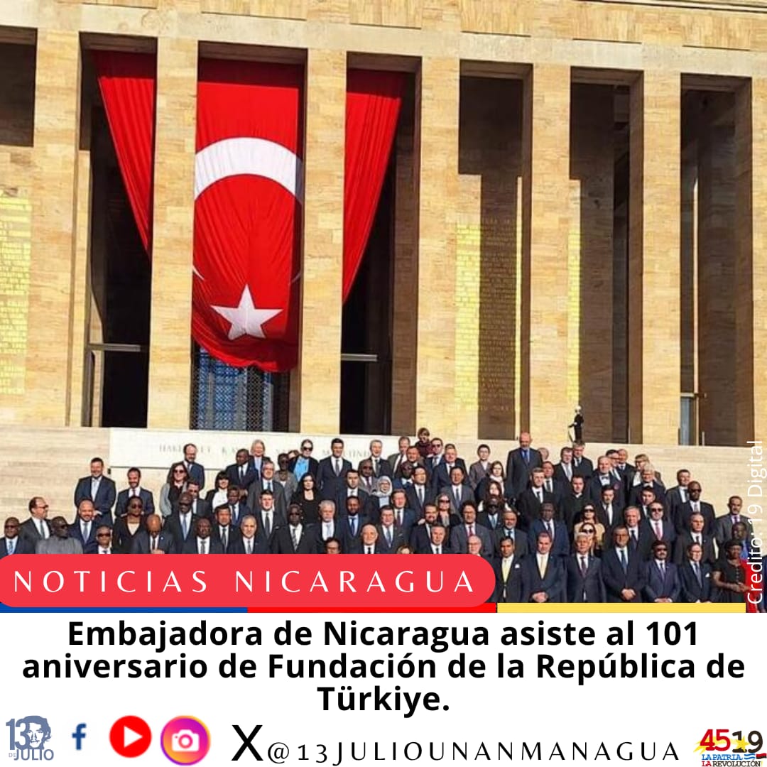 Se participa en el 101 aniversario de Türkiye como delegación desde #Nicaragua
#SomosUNAN
#SoyCSM
#ManaguaSandinista
#4519LaPatriaLaRevolucion