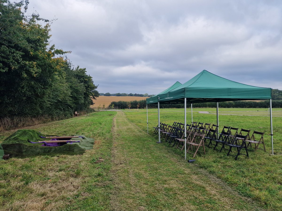 As the weather worsens, we have several options available for services.  We can provide shelters, chairs, hot drinks, and even blankets.  We are also able to conduct indoor services close to all of our natural burial grounds if preferred.