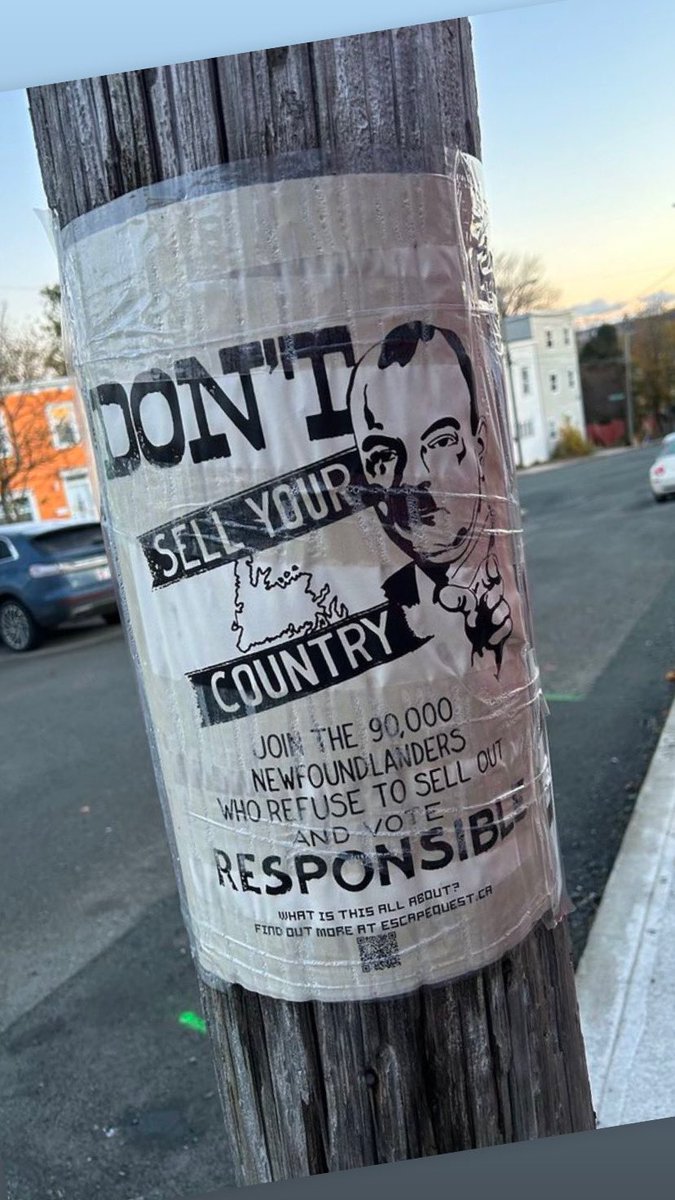 👀 Look what Bob Hallett found downtown recently!! A smart and fun promotional campaign by @EscapeQuestNL - check out their newest quest, “Treason on the Tracks: The Confederation Caper of 1948”

Sounds awesome, can’t wait to go!! 

escapequest.ca