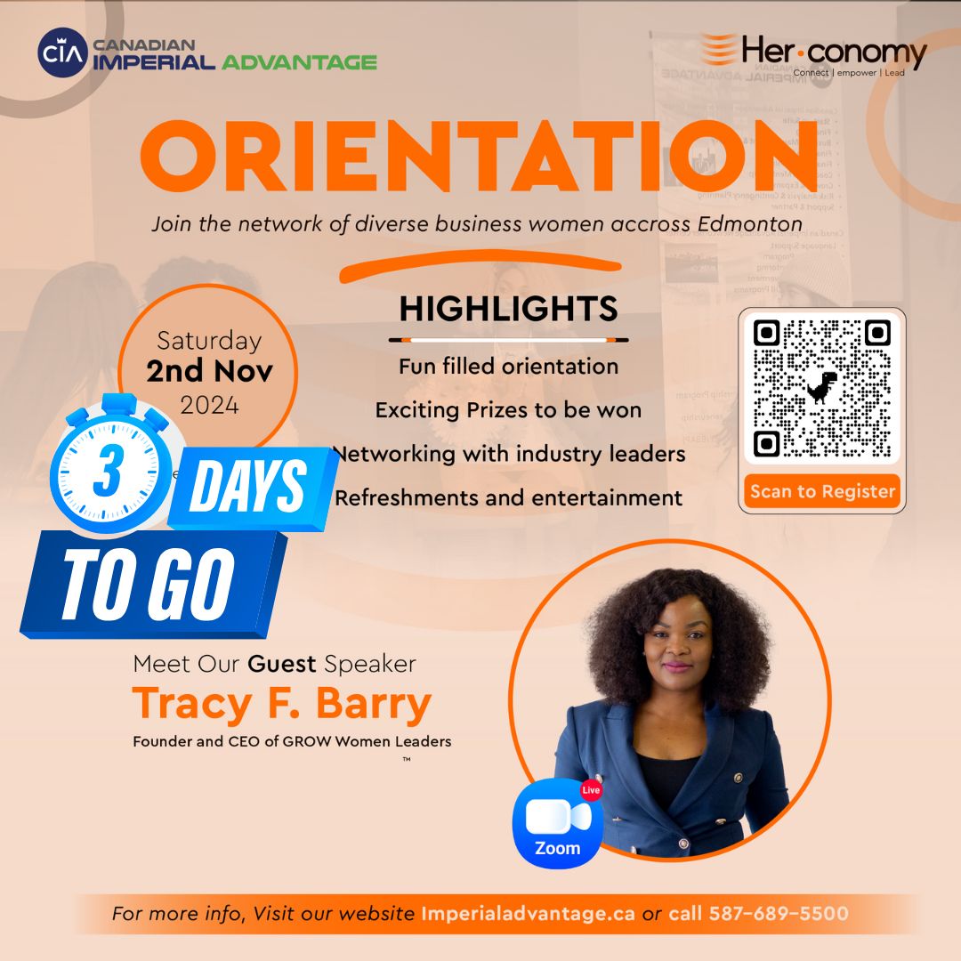 Only 3 days to go to the virtual launch of CIA’s 6th HER-conomy workshop. 
The webinar will bring together industry leaders from business, academia, technology, and policy around Canada to introduce and lay the foundation for the 6-week workshop.

Register imperialadvantage.ca/?services=her-…