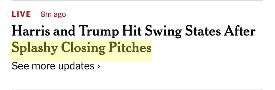 It only took the New York Times 72 hours to downgrade Trump's hate rally to a "splashy closing pitch"