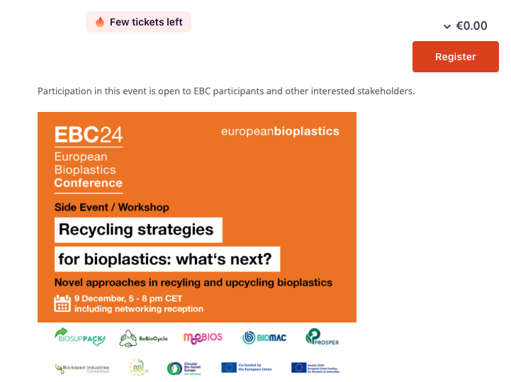 ReBioCycle (@rebiocycle) on Twitter photo Hurry up, this event is getting fully booked!
9 Dec 2024 alongside the #EBC24
We will talk about the challenges in upscaling #recyclingtechnologies for #bioplastics
Tickets here:
european-bioplastics.org/events/ebc/sid…
with <a href="/BioSupPack_BBI/">BioSupPack</a> <a href="/MoeBIOS_EU/">MoeBIOS EU</a> BIOMAC and PROSPER Hurry up, this event is getting fully booked!
9 Dec 2024 alongside the #EBC24
We will talk about the challenges in upscaling #recyclingtechnologies for #bioplastics
Tickets here:
european-bioplastics.org/events/ebc/sid…
with <a href="/BioSupPack_BBI/">BioSupPack</a> <a href="/MoeBIOS_EU/">MoeBIOS EU</a> BIOMAC and PROSPER