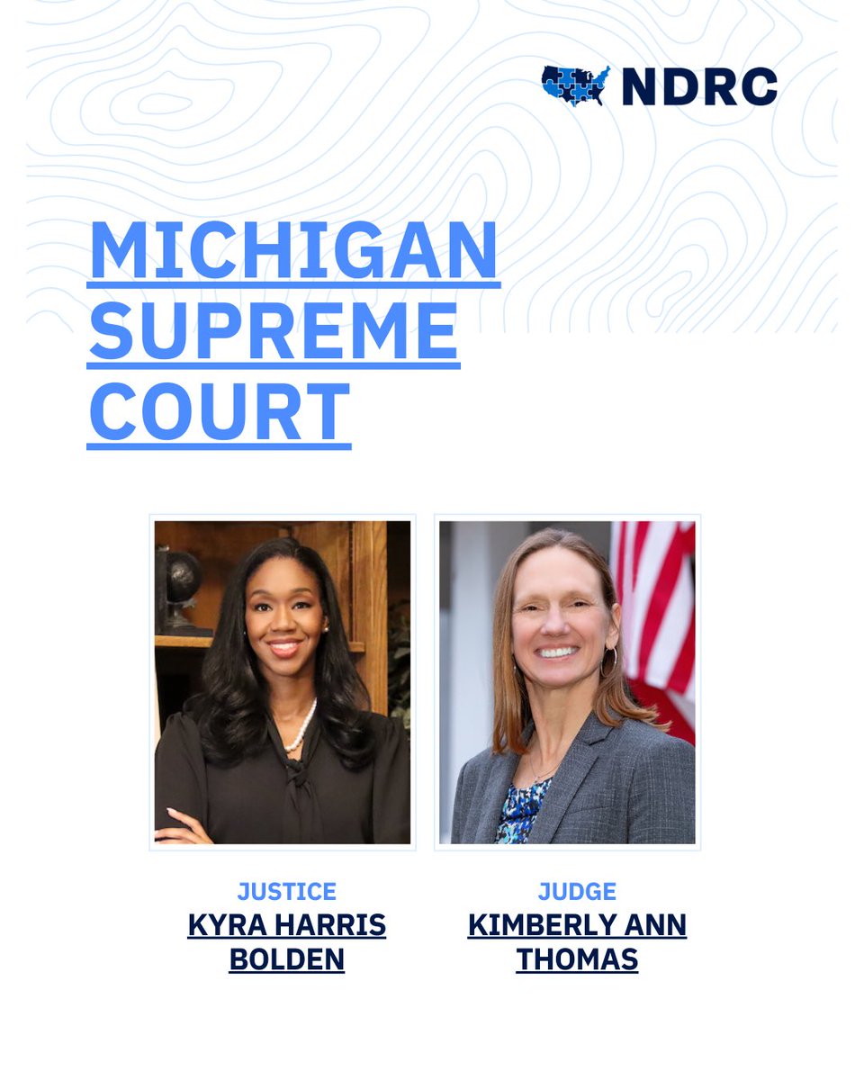 Electing Justice Kyra Harris Bolden and Kimberly Ann Thomas is vital for preserving a fair State Supreme Court in Michigan. These two legal professionals stand in stark contrast to their extreme MAGA opponents. Vote to protect democracy, reproductive rights &amp; voting rights.