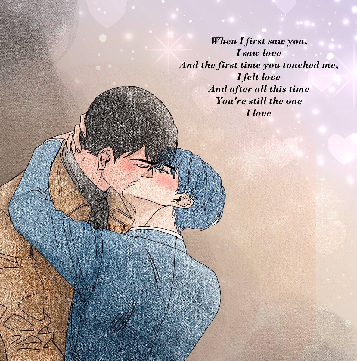 Norimilk's tweet photo. Daily Kiss Kkamdol 🖤💙
day 7 Reincarnation AU 

🖤: Don't leave my side ever, Hyung. 
💙: Haminie, trust me when I say ur love is eternal and everlasting. 
💙: Even death can't do us part. 

#깜돌 #Kkamdol https://t.co/17eeB5MqIA