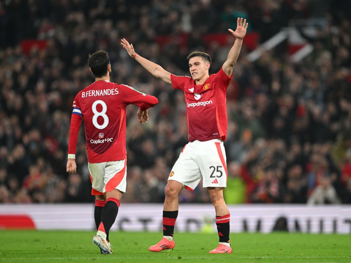 Muppetiers's tweet photo. Bruno and Casemiro with the goals. But Ugarte absolutely held it down and made it all work. Covered ground, won the ball well, and created the freedom for others. Also was quite good on the ball and keeping it moving. That was a midfield we saw today - finally. https://t.co/4JdbqVtNLD