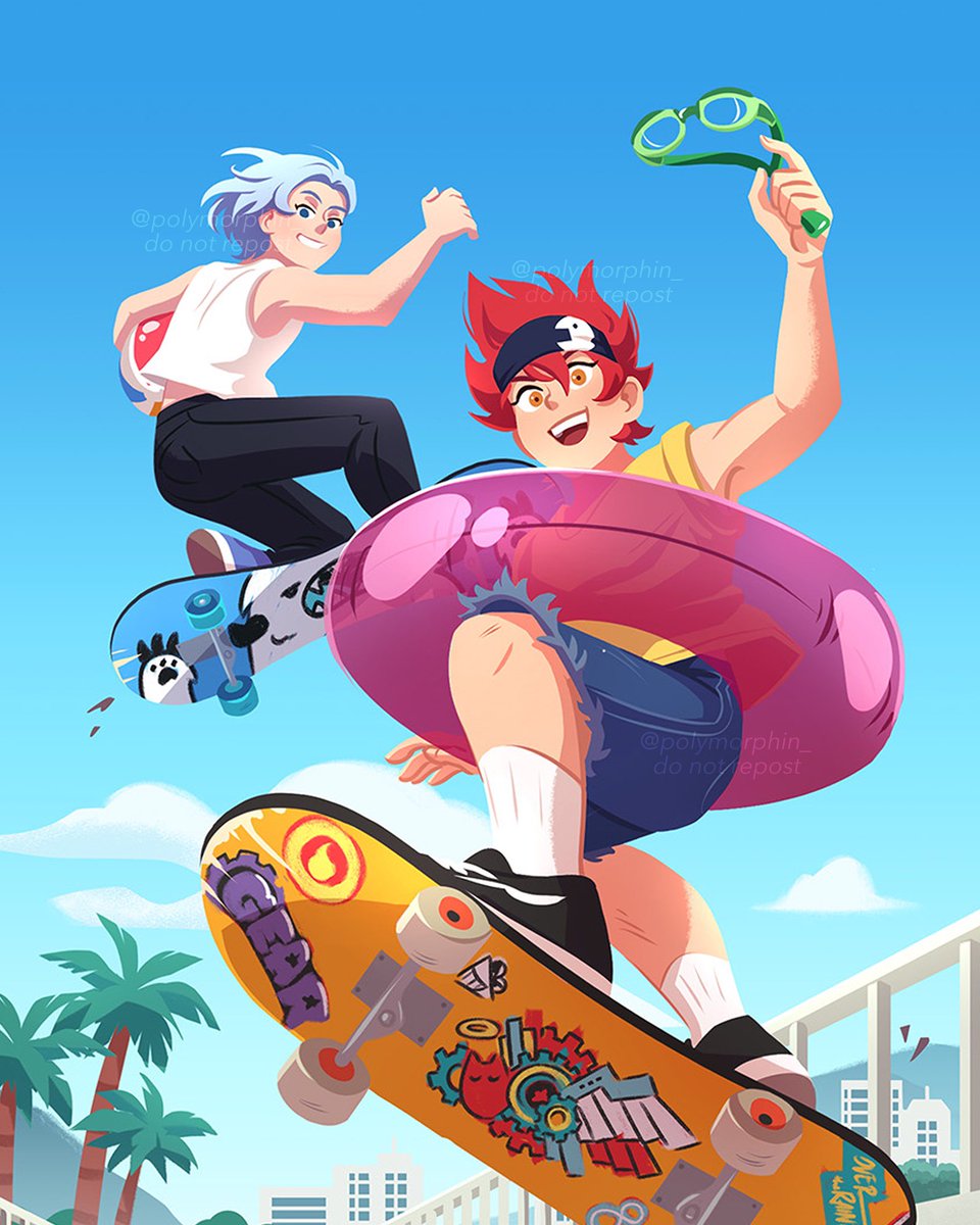 reki and langa once more 😎☀️🏖️ cover art for the summer zine! #SK8THEINFINITY