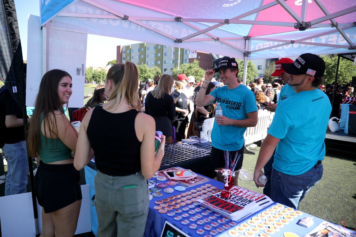 jonah_rominski's tweet photo. What a good experience to get to talk to so many new voters this week at GCU

@tpusagcu @tpaction @charliekirk11 https://t.co/fJdgQfnZgu