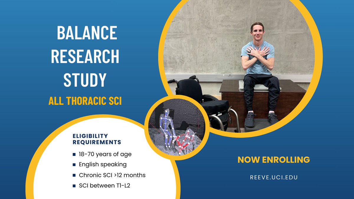 ReeveIrvine's tweet photo. RIRC is actively enrolling all Thoracic SCI. Please review the requirements and details for the Balance Research Study.

🔗 https://t.co/8MWx3Zo0yS

#rirc #sci #uci #ucirvine #research https://t.co/oQBqGXKsnL