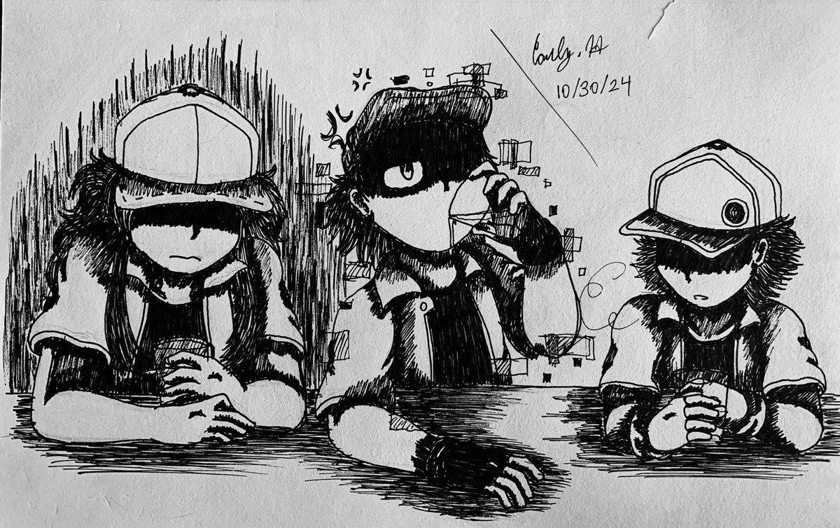 ArtbyCarlyH's tweet photo. Day 30: The Red Necks

#inktoberhypnolullaby #Inktober #inktober2024 #inktoberchallenge #hypnoslullaby #fnflullaby #rednecks #strangledred #strangledredsteven #GlitchyRed #frostbitered #snowonmtsilver #trainerred #traditionalart #ArtistOnTwitter #ArtistOnX https://t.co/pEiy1rSZId