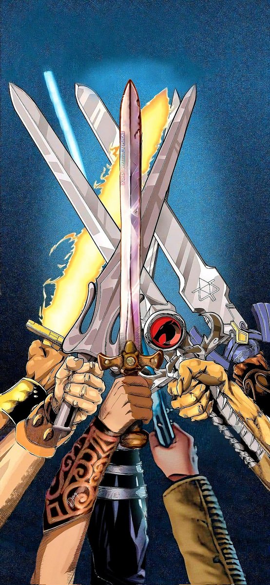 XenaReplicas's tweet photo. I found the second picture online, it read "childhood warriors" and I thought someone utterly crucial was missing, so I drew her in.
The original picture wasn't credited, if you know who the artist is, let me know! https://t.co/xkq6bmVEmo