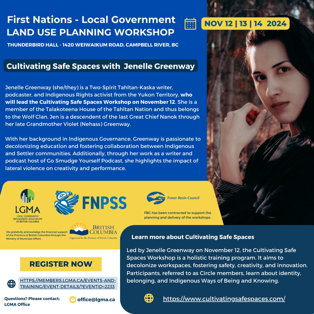 Are you a planner or admin from Vancouver Island? Join our 2.5-day workshop on collaboration with First Nations, starting with Jenelle Greenway's workshop on Nov 12. Learn and register: ow.ly/W86a50TVUWK 

 #FirstNations #ProfessionalDevelopment #LandUsePlanning