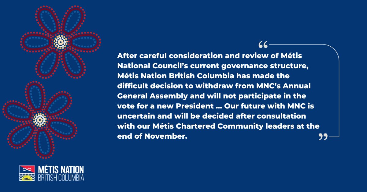 Métis Nation British Columbia withdraws from Métis National Council’s Annual General Assembly

Read our full statement at mnbc.ca/news/mnc-aga-w…