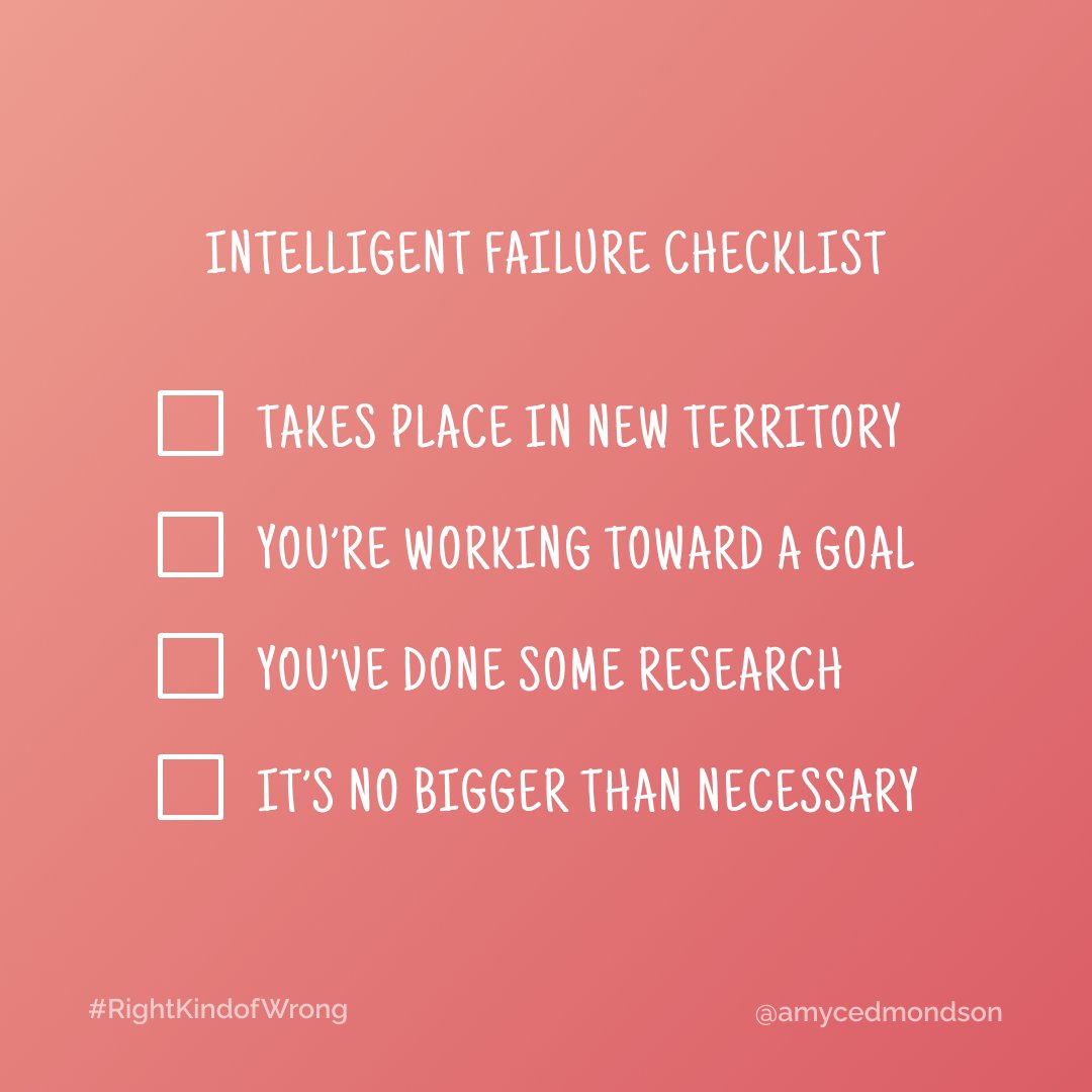 AmyCEdmondson's tweet photo. Wondering if your #failure qualifies as an #IntelligentFailure? These are my four requirements to help ensure you're failing productively ✅

I had a great time speaking with @Aditi_Shrikant for @CNBCMakeIt about #FailingWell...read here: https://t.co/fZgGTFk3HY https://t.co/TrsQQKtbej