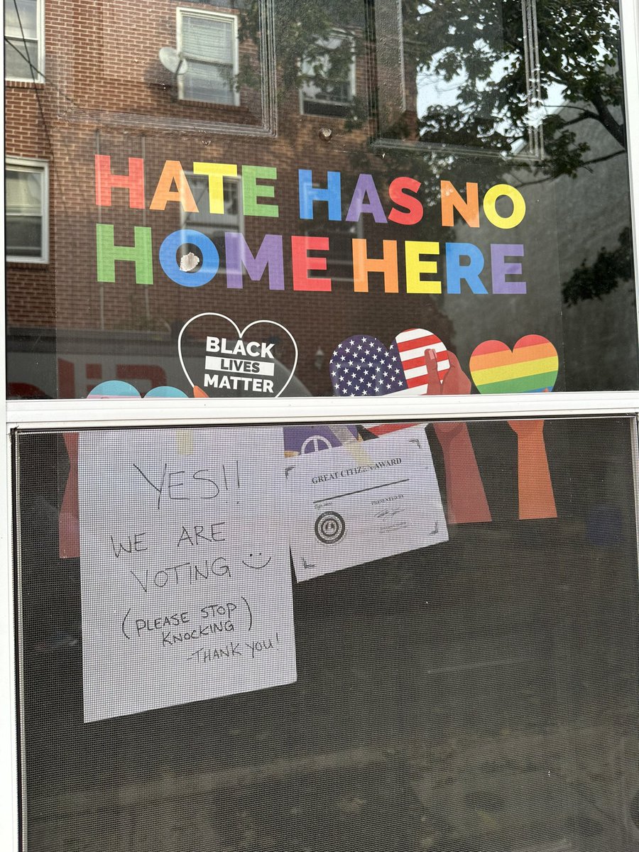 “Yes!! We are voting :) Please stop knocking. Thank You!”

Can’t stop, won’t stop. Canvassing 6 days out in Philly ✊🏼🚪😍