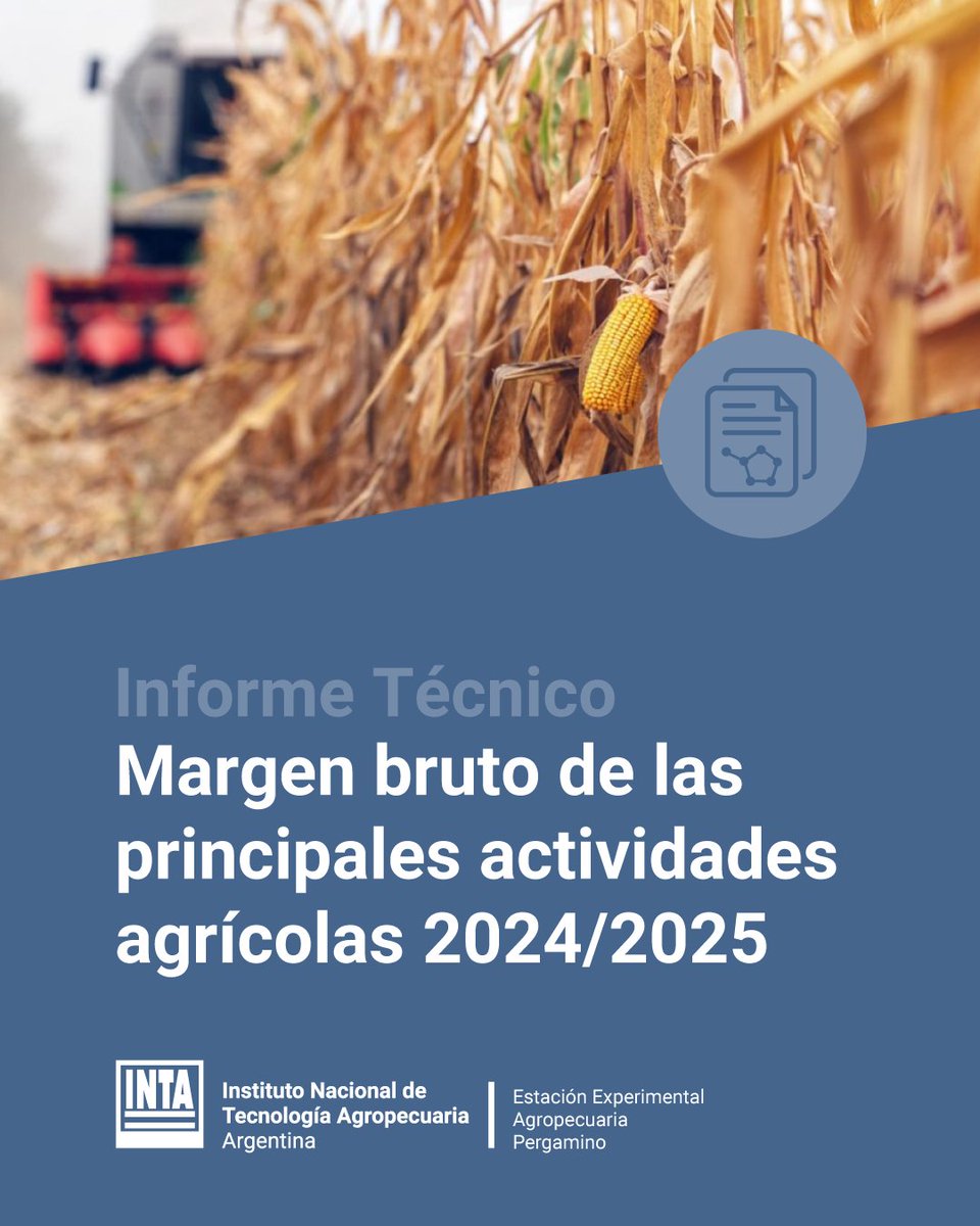📚 Nuevos informes técnicos elaborados por nuestros grupos de investigación y extensión.
🔹 Economía: 
📊 Márgenes brutos de las principales actividades agrícolas > argentina.gob.ar/indicadores-ec…