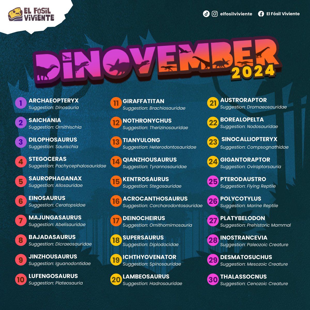 We share our #dinovember2024 challenge, if you want to share your paleoart with us use the #elfosilviviente on Instagram
