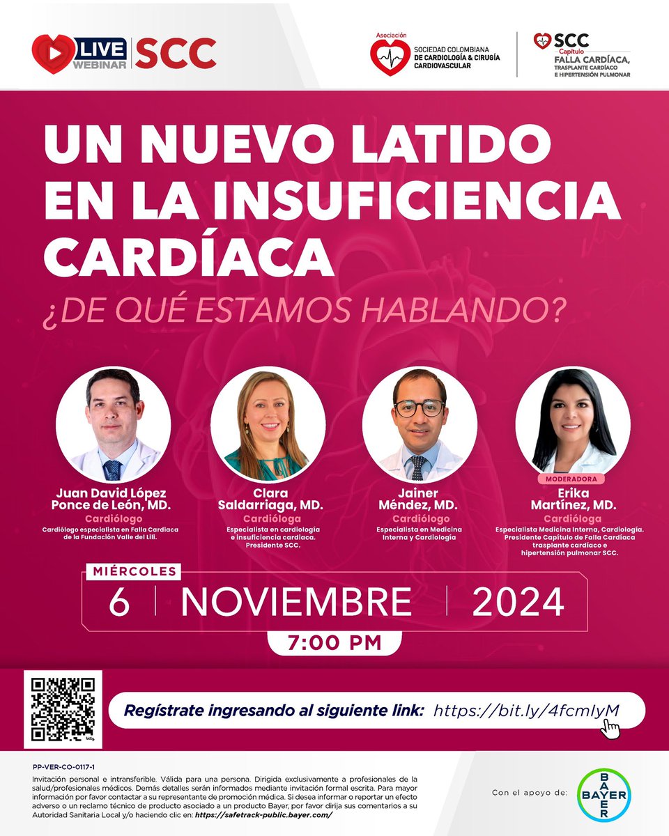 Sociedad Colombiana de Cardiología (@sccccardio) on Twitter photo #LiveWebinar Capítulo <a href="/FallaCardiaca/">Capítulo Falla Cardíaca</a> de la SCC los invita a la sesión: Un nuevo latido en la Insuficiencia Cardíaca
🎥 Regístrese ahora: on.mediastre.am/.../mediastrea…
🚨Invitación personal e intransferible. Dirigida exclusivamente a profesionales de la salud/profesionales médicos. #LiveWebinar Capítulo <a href="/FallaCardiaca/">Capítulo Falla Cardíaca</a> de la SCC los invita a la sesión: Un nuevo latido en la Insuficiencia Cardíaca
🎥 Regístrese ahora: on.mediastre.am/.../mediastrea…
🚨Invitación personal e intransferible. Dirigida exclusivamente a profesionales de la salud/profesionales médicos.