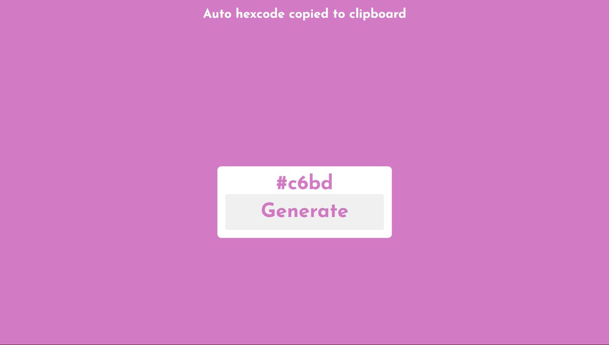 AlgoBuddha's tweet photo. Made a random color generator webpage using HTML, CSS, JavaScript
Access here https://t.co/NLm89u4odN
#webdeveloper #HTML #CSS #javascript https://t.co/4mI4SolWCO