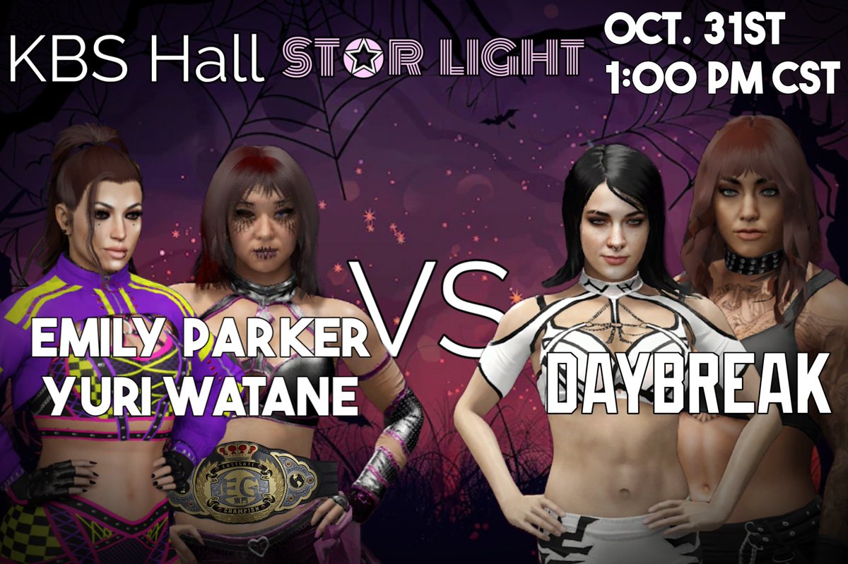 Starlight_Joshi's tweet image. We kick things off with tag team action as Eastern OpenGate Champion Yuri Watane teams up with former champion Emily Parker to take on Daybreak! Will Drew and Mad Max pull out a big win or will Yuri and Emily get an upset and some revenge for Yuri?