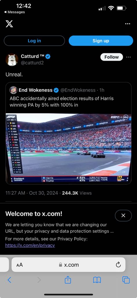 gsears62's tweet photo. ABC accidentally aired Harris over Trump in Pennsylvania 

The cheat is on..... https://t.co/2k9hi2iySd