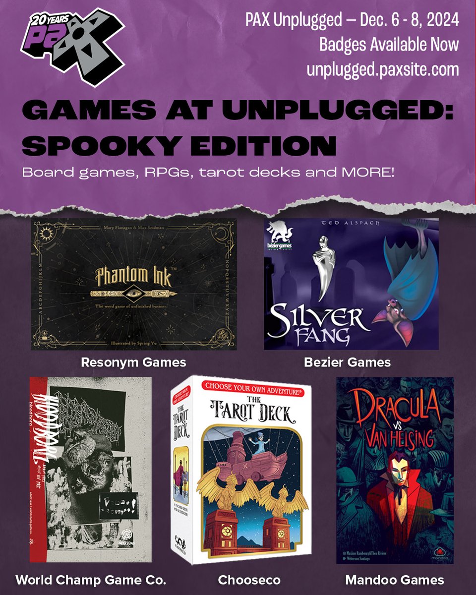 Unplugged is creeping closer! 🕷️ Check out these scary games you won’t want to miss. Hungry for more? Go to PAXunplugged24.com/Games to see a selection of what’s in store at #PAXUnplugged 2024.