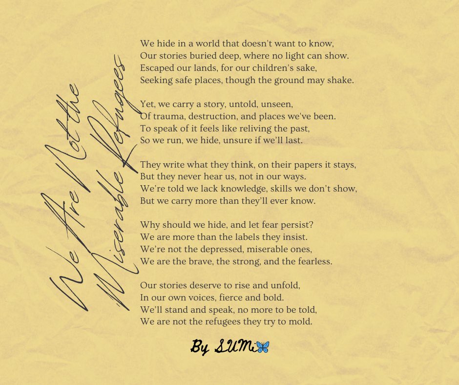 day_ref's tweet photo. New poem out: We Are Not the Miserable Refugees. It’s a reminder of the power in standing up for our rights and voices, whether as refugees or nationals. Let’s rise together. #StandUp #OurVoices #notebook0616 #세븐틴_탈하이브 #poetrycommunity #POEMS https://t.co/ts7AE9evsY