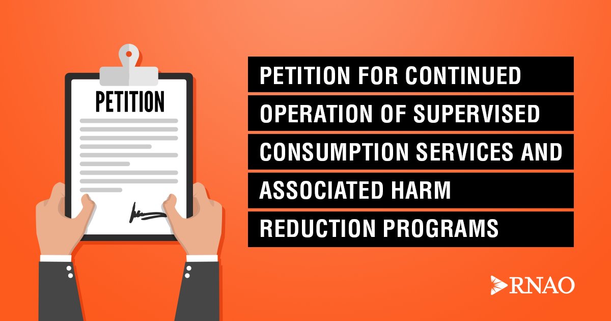 RNAO's tweet photo. ✋ONTARIANS: Say NO to the closure of supervised consumption sites (#SCS)! These facilities save lives &amp; without these people will die preventable deaths.

Print, sign &amp; circulate our petition to help save lives: https://t.co/QdXfpd21fh

#SayYesToSCS https://t.co/mWWfVGAtiG