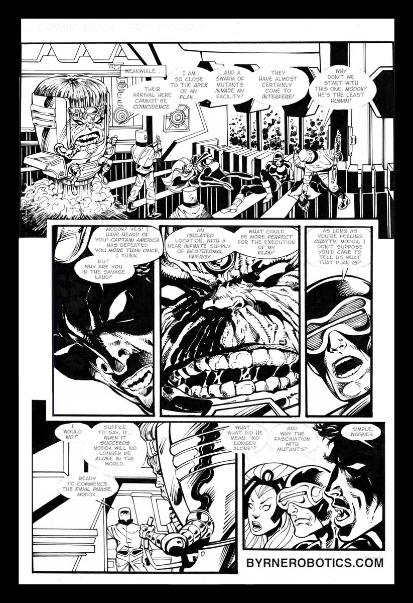 inkerdude's tweet image. A John Byrne ELSEWHEN page - my inks for fun. Also, Modok! @comicbookaddt @NateCosby @ClassicMarvel_ @DaveTho55529017 @ThomasHealy @Wil_Moss @Alex_Antone @WalterSimonson #JohnByrne