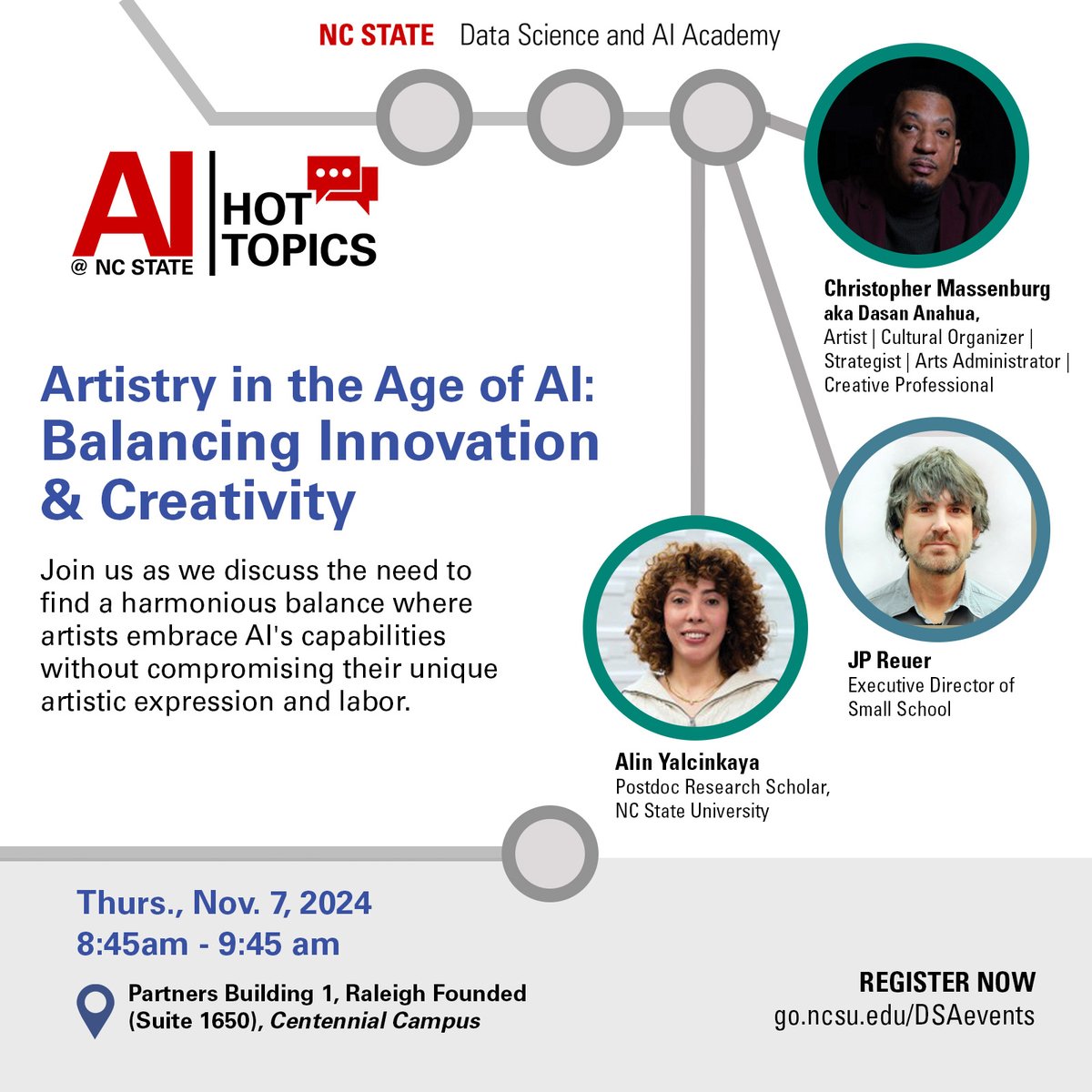 NC State Data Science Academy (@ncstatedsa) on Twitter photo Join us NEXT WEEK❗
Be sure to watch Refik Anandol's AI Creations (ncst.at/ba9g50TWo2H) before you attend!
#ncstate #ncsu #ncstateevents Join us NEXT WEEK❗
Be sure to watch Refik Anandol's AI Creations (ncst.at/ba9g50TWo2H) before you attend!
#ncstate #ncsu #ncstateevents