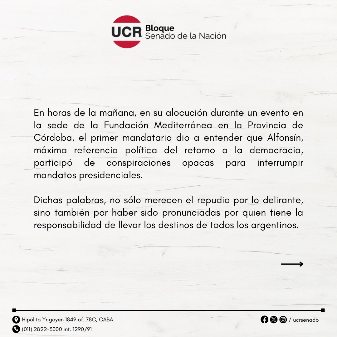 Bloque UCR Senado tweet media