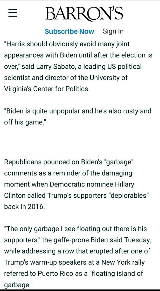 docpflock's tweet image. #Biden causes #GarbageGate, while strategic situation for Harris was weak from the beginning:

"The row over Biden's latest comments has now crystallized concerns that he is more of a hindrance than a help to her election bid's final push." (@dannyctkemp)

x.com/AFP/status/185…