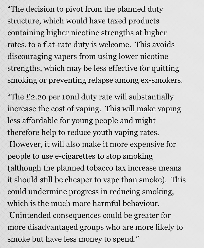 My comments on the vaping products duty announced in today’s budget: