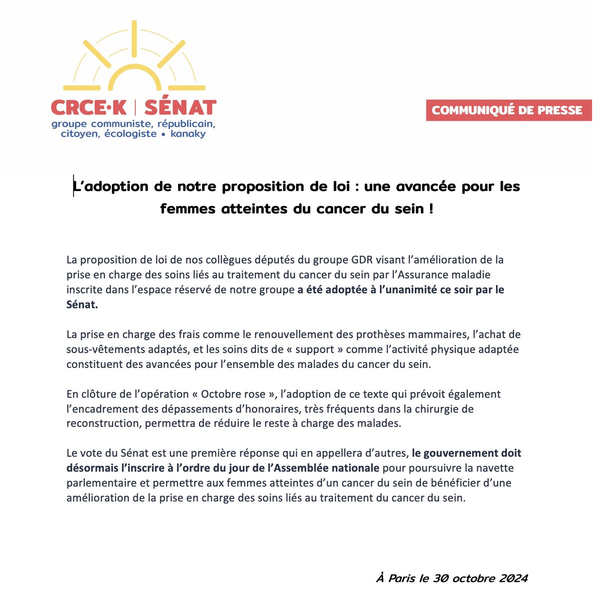 Sénateurs CRCE-K tweet media