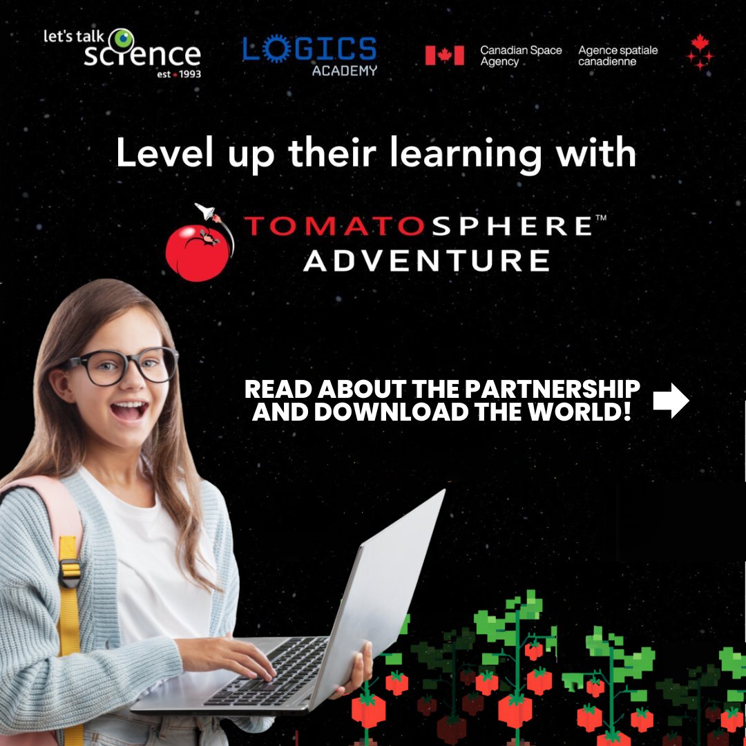 @letstalkscience and @logicsacademy, in collaboration with <a href="/csa_asc/">Canadian Space Agency</a>, bring you a new Minecraft world where biology meets space!🍅🚀 

👉 Read about the partnership and download the world here: logicsacademy.com/news

#MinecraftEdu #TomatosphereAdventure